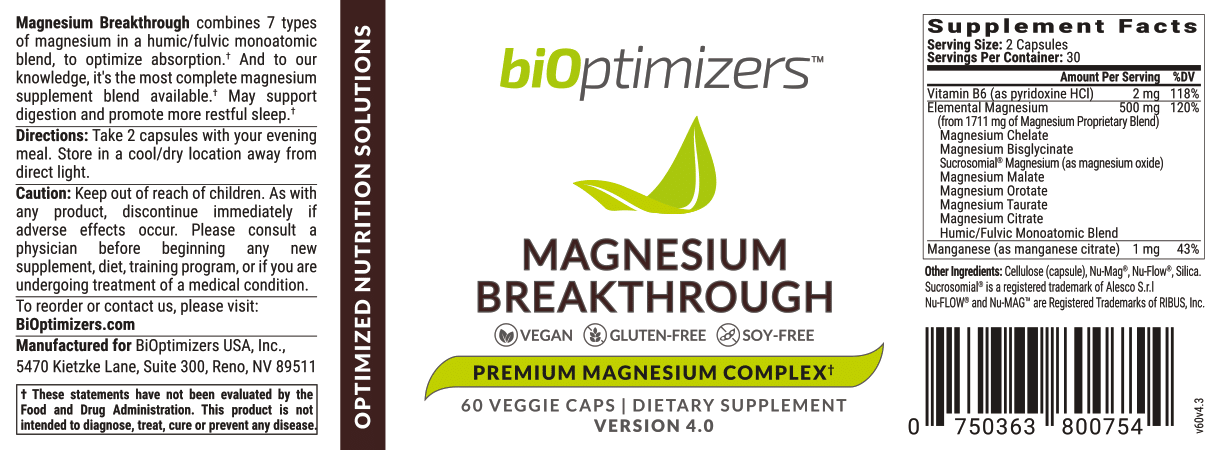 Magnesium Breakthrough Supplement Facts