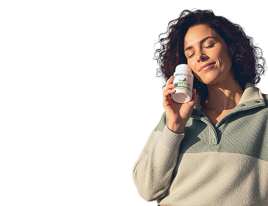 Woman holding MassZymes bottle