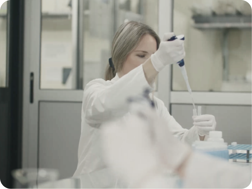 Scientist using a micropipette in the BIOLab