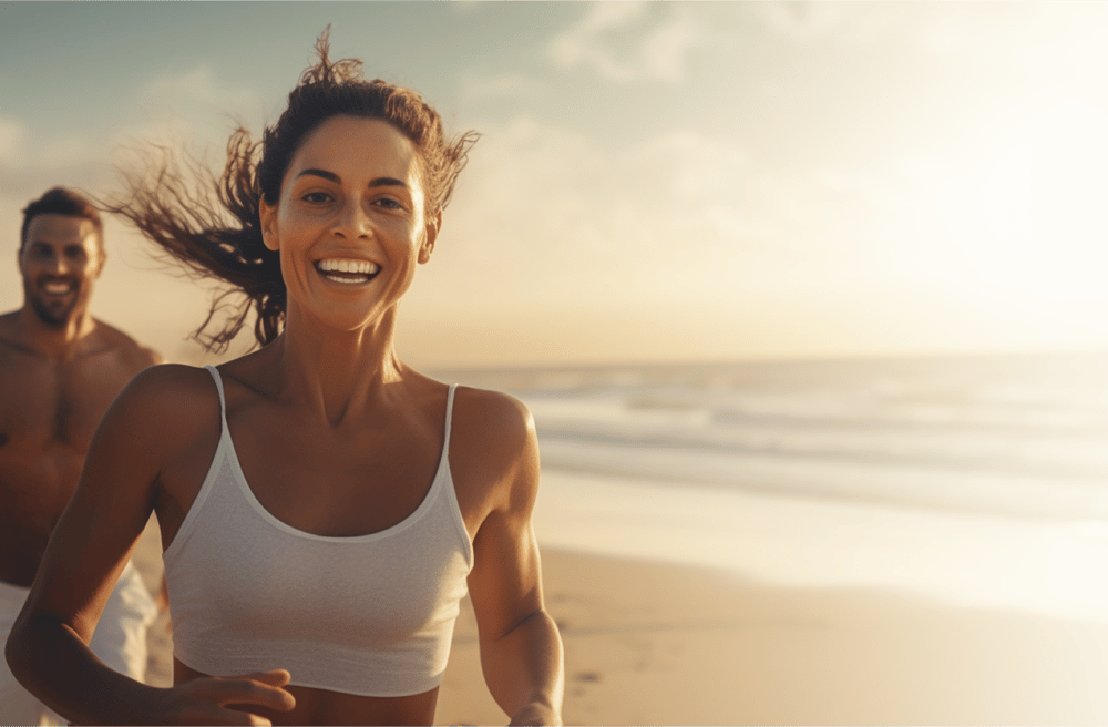 Woman running on beach