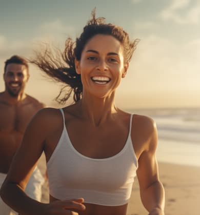 Woman running on beach