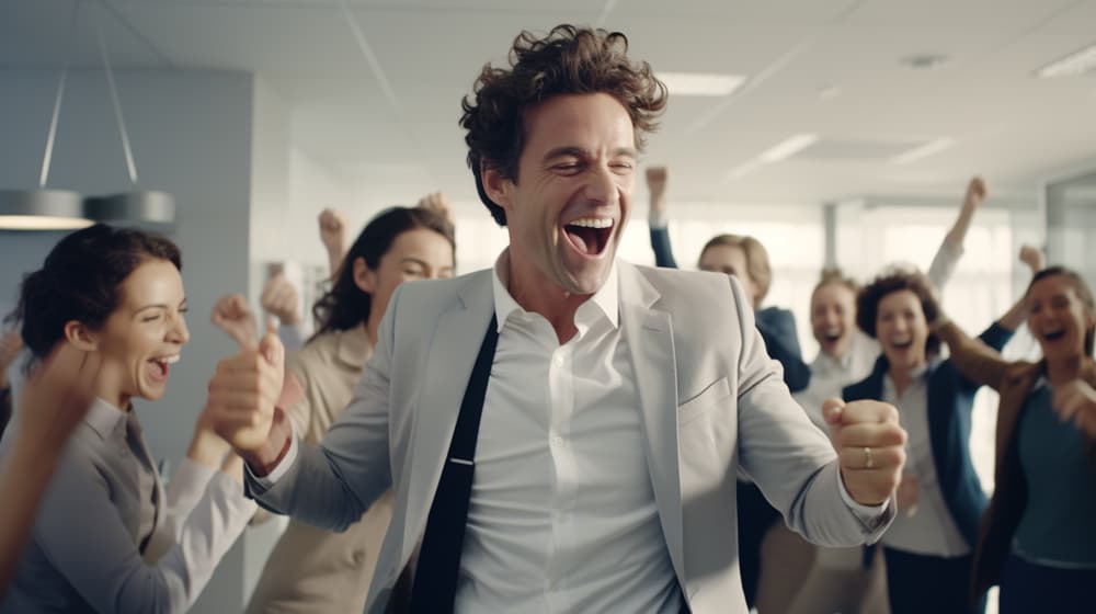 Happy office workers