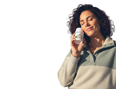 Woman holding MassZymes bottle